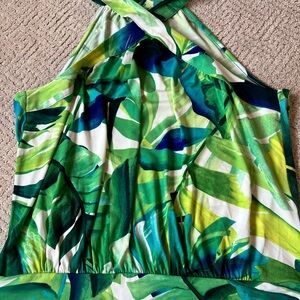 White House Black Market Green and Blue Blouse